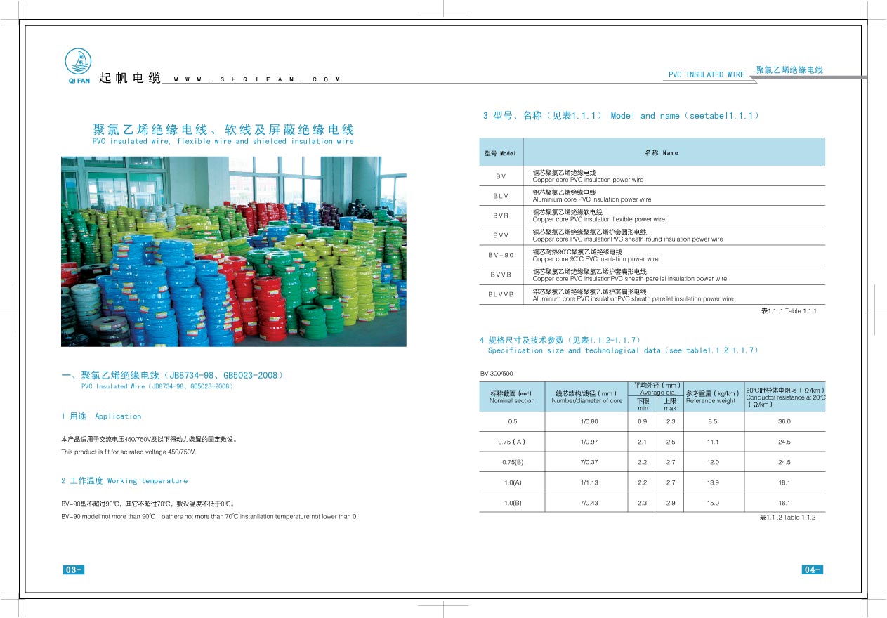 聚氯乙烯絕緣電線BV_上海起帆_上海起一